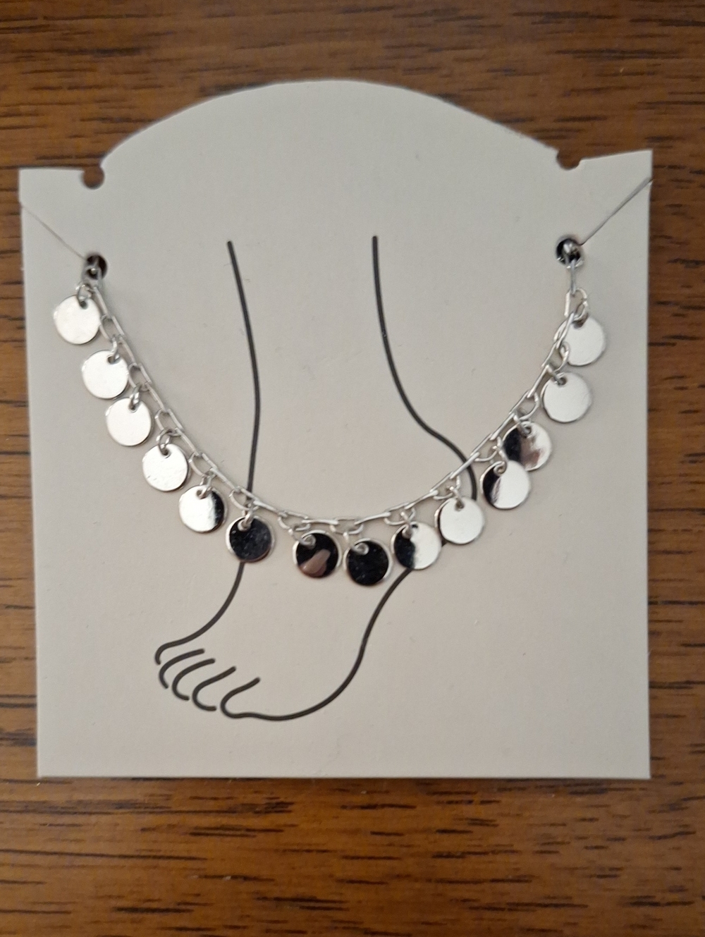 No Boundaries Silver Disc Charm Anklet - Silver Tone